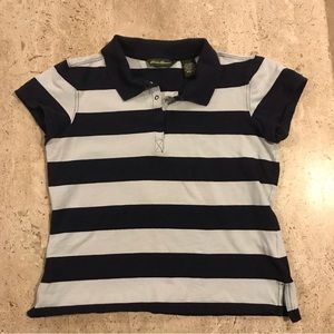 **3/$15** Eddie Bauer Blue Stripe Crop Polo Tee